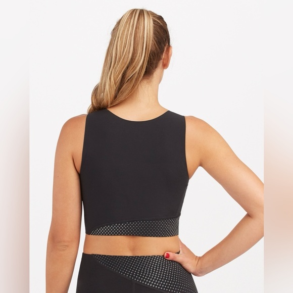 Spanx Reflective Slim Fit Crop Top EUC Size L Black - Picture 3 of 11